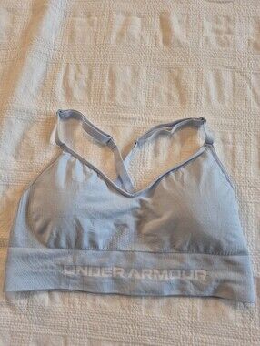 Under Armour Vanish Large lt blue Seamless Low sports bra crossback straps EUC